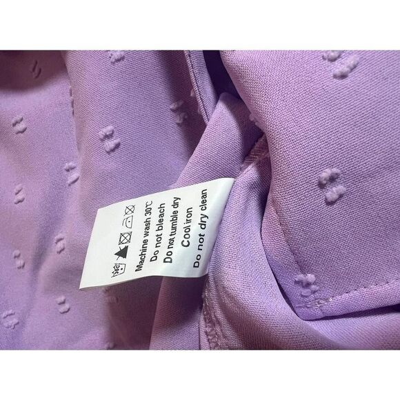 Swiss Dots Long Sleeve Button Front Ruffled Collar Shirt- Allegra K, Lavender S - Picture 3 of 9